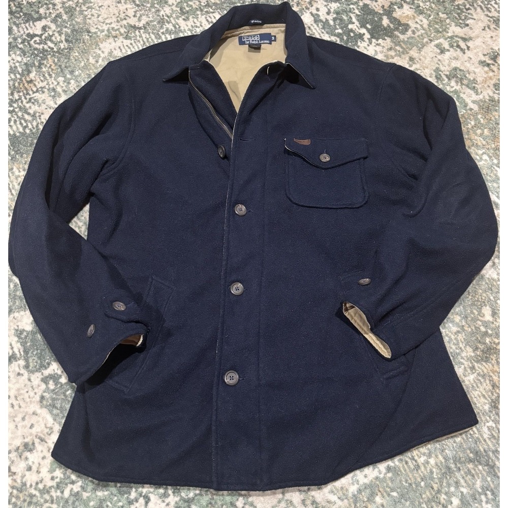 Vintage 90s Polo Ralph Lauren Jacket Made In USA Navy Khaki Mens M EUC